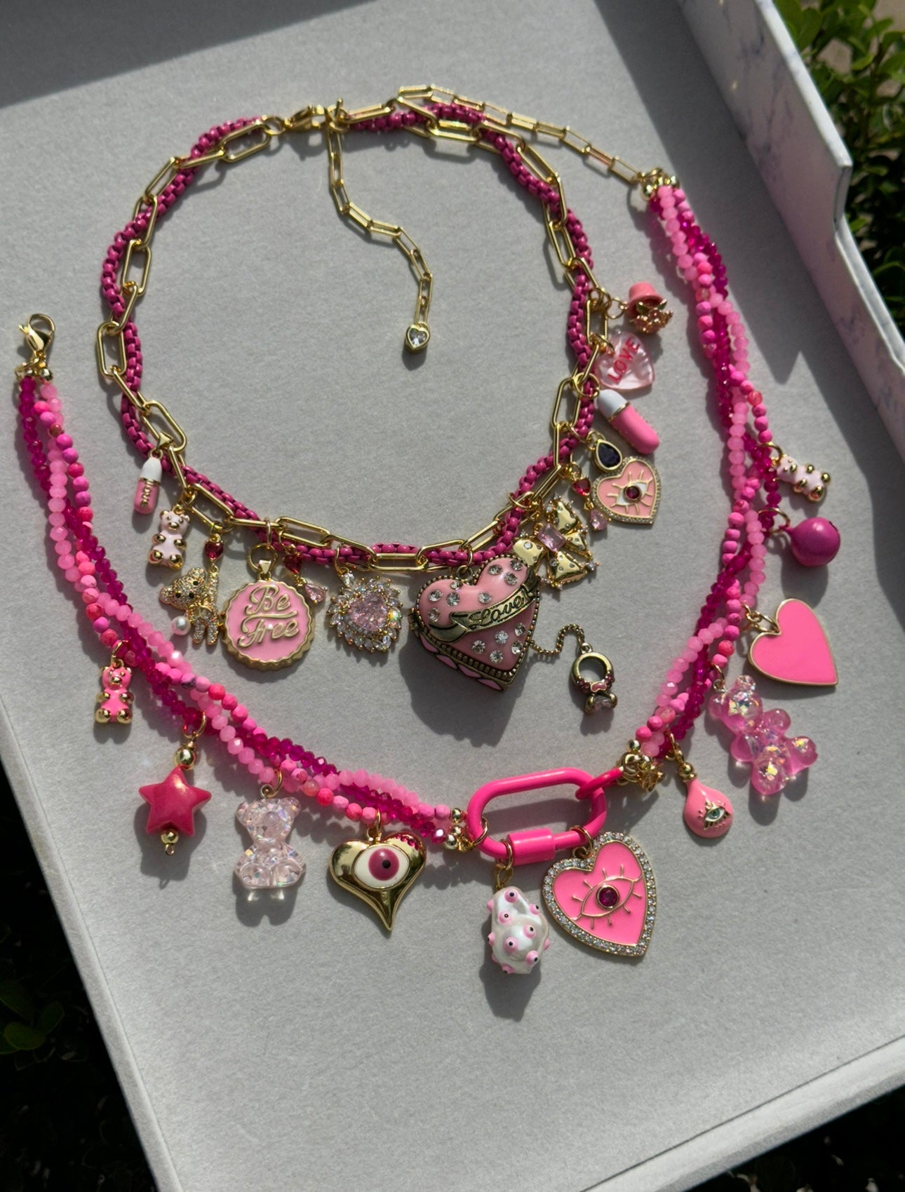 Pink Charm Necklaces