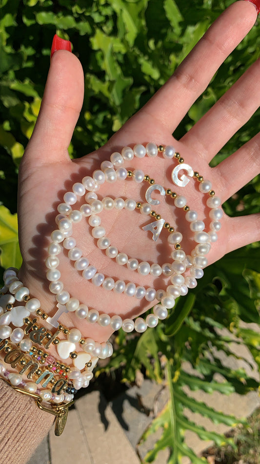 Mother of Pearl Initial Bracelet
