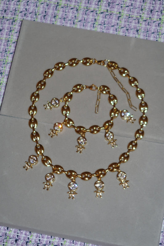 “My Children” Personalized Bubble Mariner Chain Necklace & Bracelet (Sold Separately)