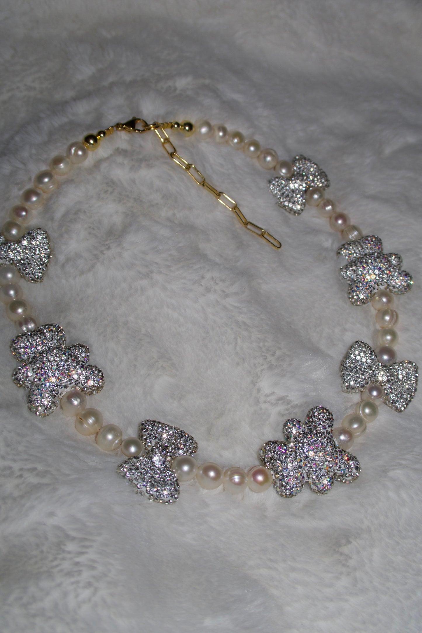 Bling Bears & Bows Pearl Necklace✨🧸🎀