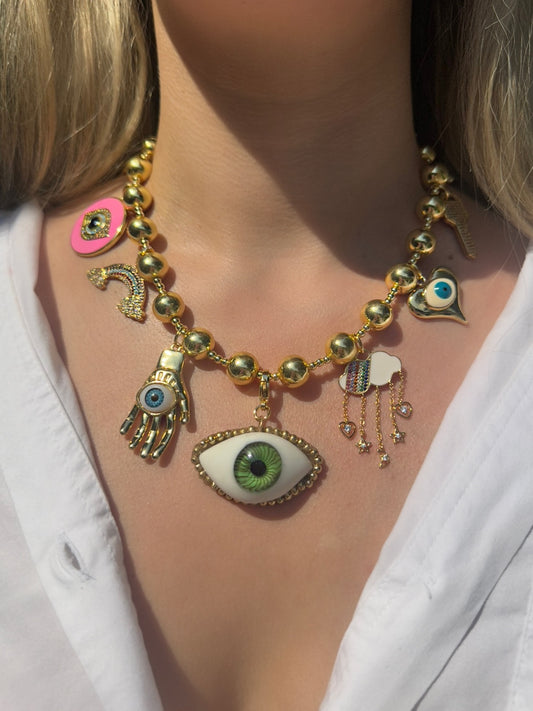 Lucky Charms Mega GREEN Eye Necklace