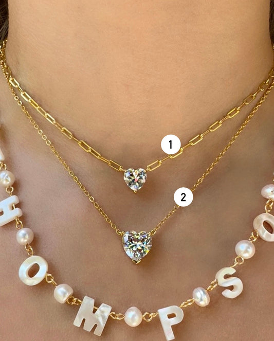 Diamond Heart Necklaces (Sold Separately)