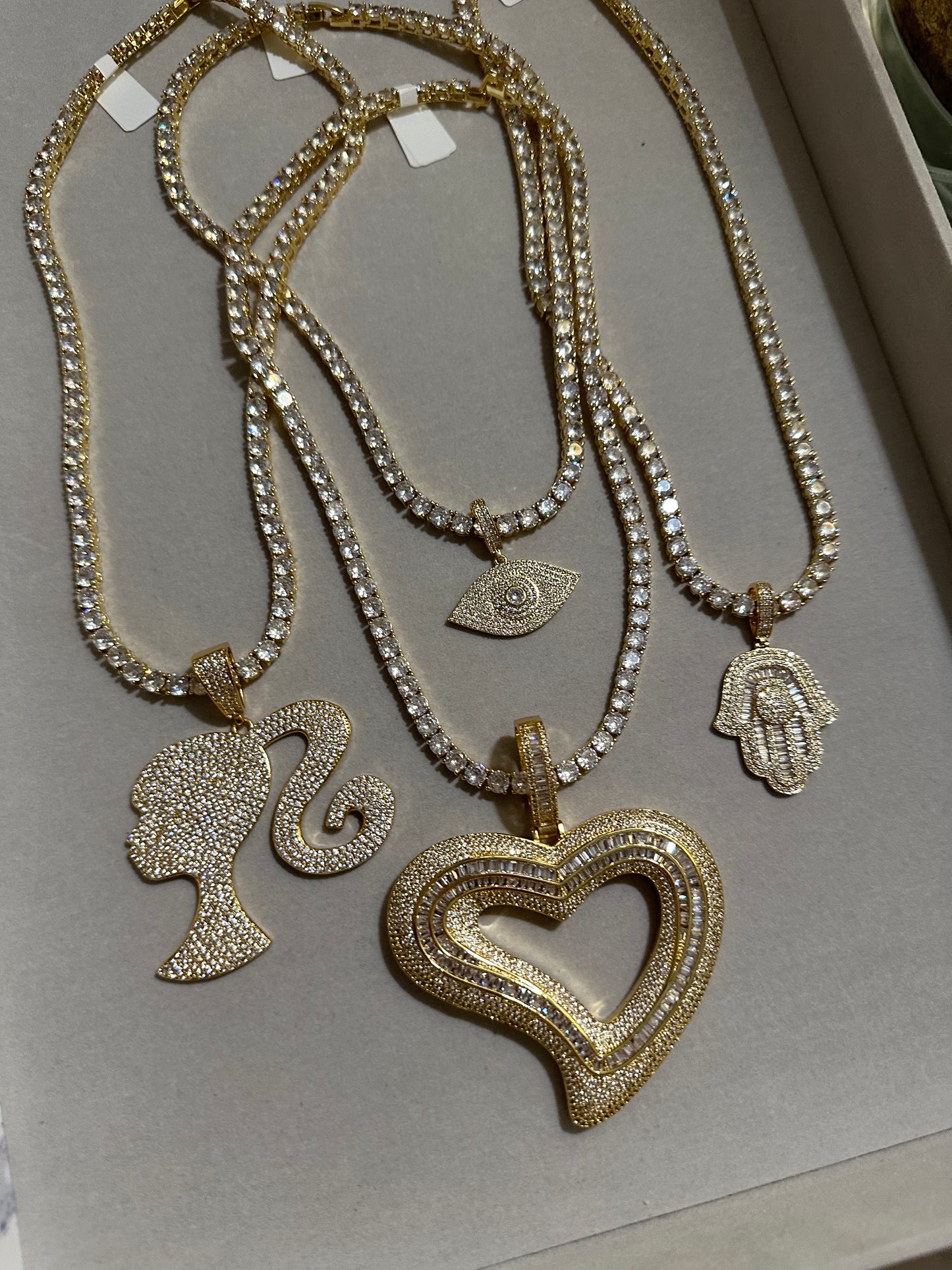 XL Diamond Heart Tennis Chain