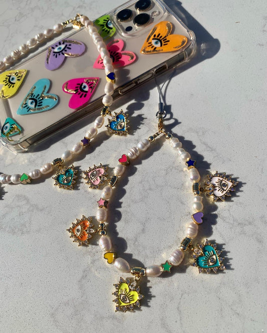 Rainbow Heart Eyes Phone Charm