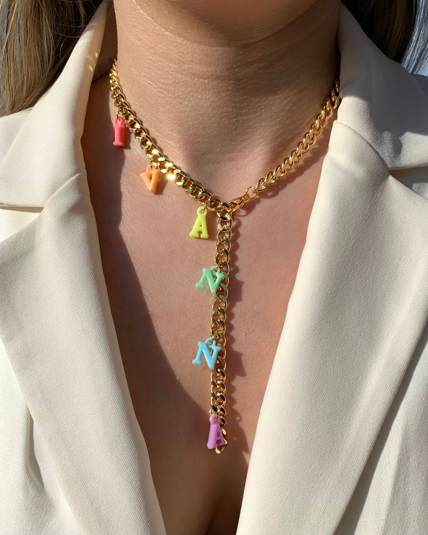 Drippin’ Rainbows Chunky Chain Personalized Necklace