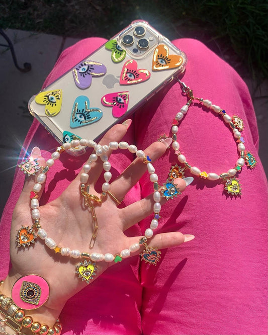 Rainbow Heart Eyes Phone Charm