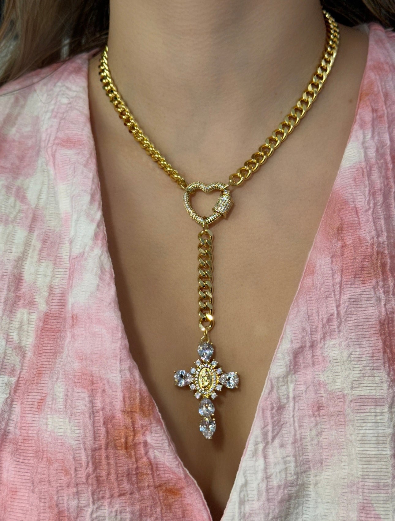 Virgen de Guadalupe Cross Chain Necklace