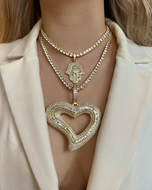 XL Diamond Heart Tennis Chain