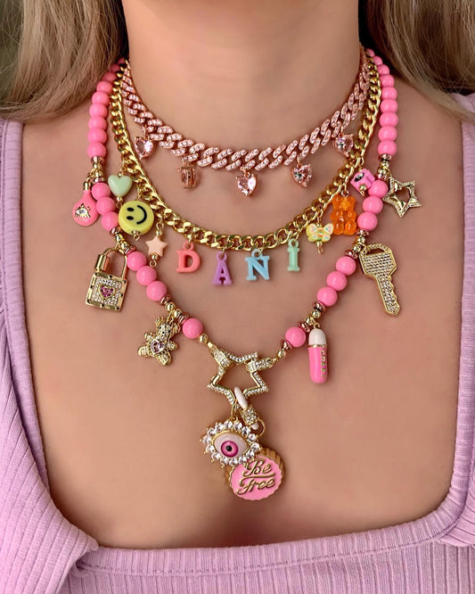 Pink Lucky Charms Necklace & Bracelet (Each Sold Separately)