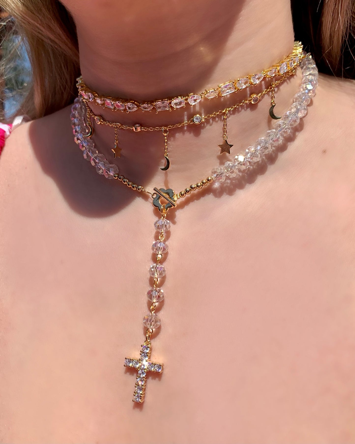 Crystal Cross Lariat