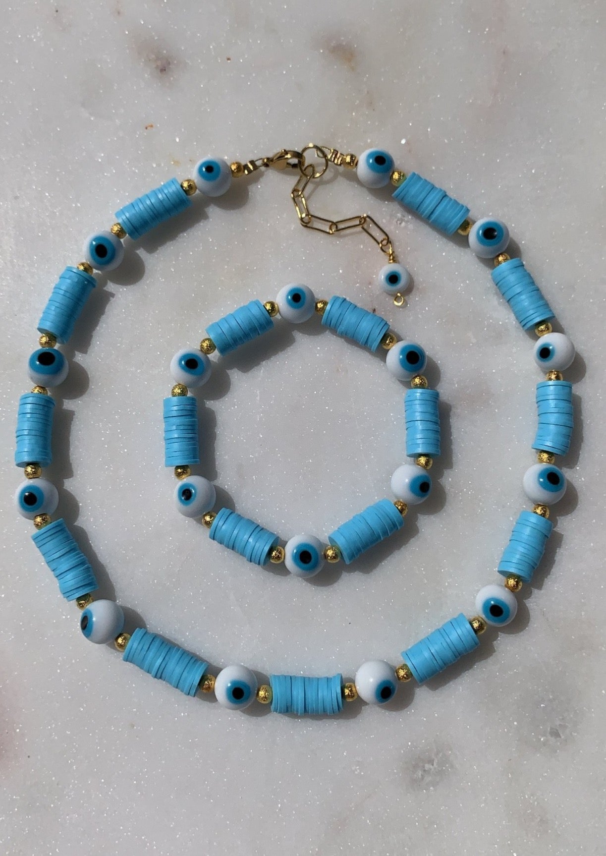 Blue Eyes Necklace & Bracelet Set