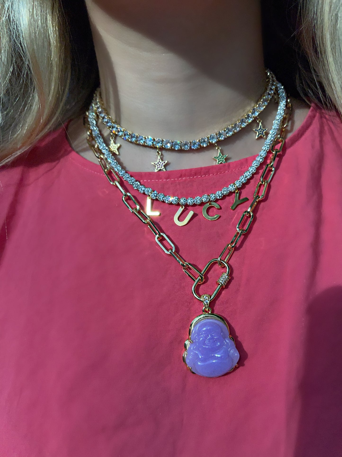 Lilac Buddha Chain Necklace