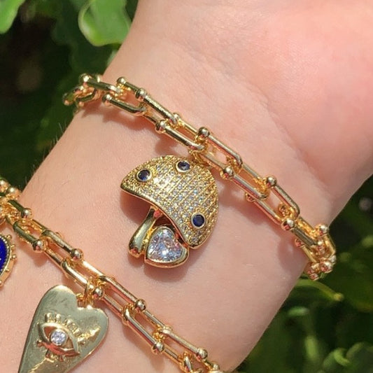 Gold Mushroom Chain Bracelet