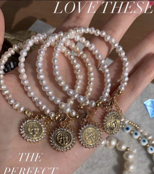 Saint Benedict Pearl Bracelet