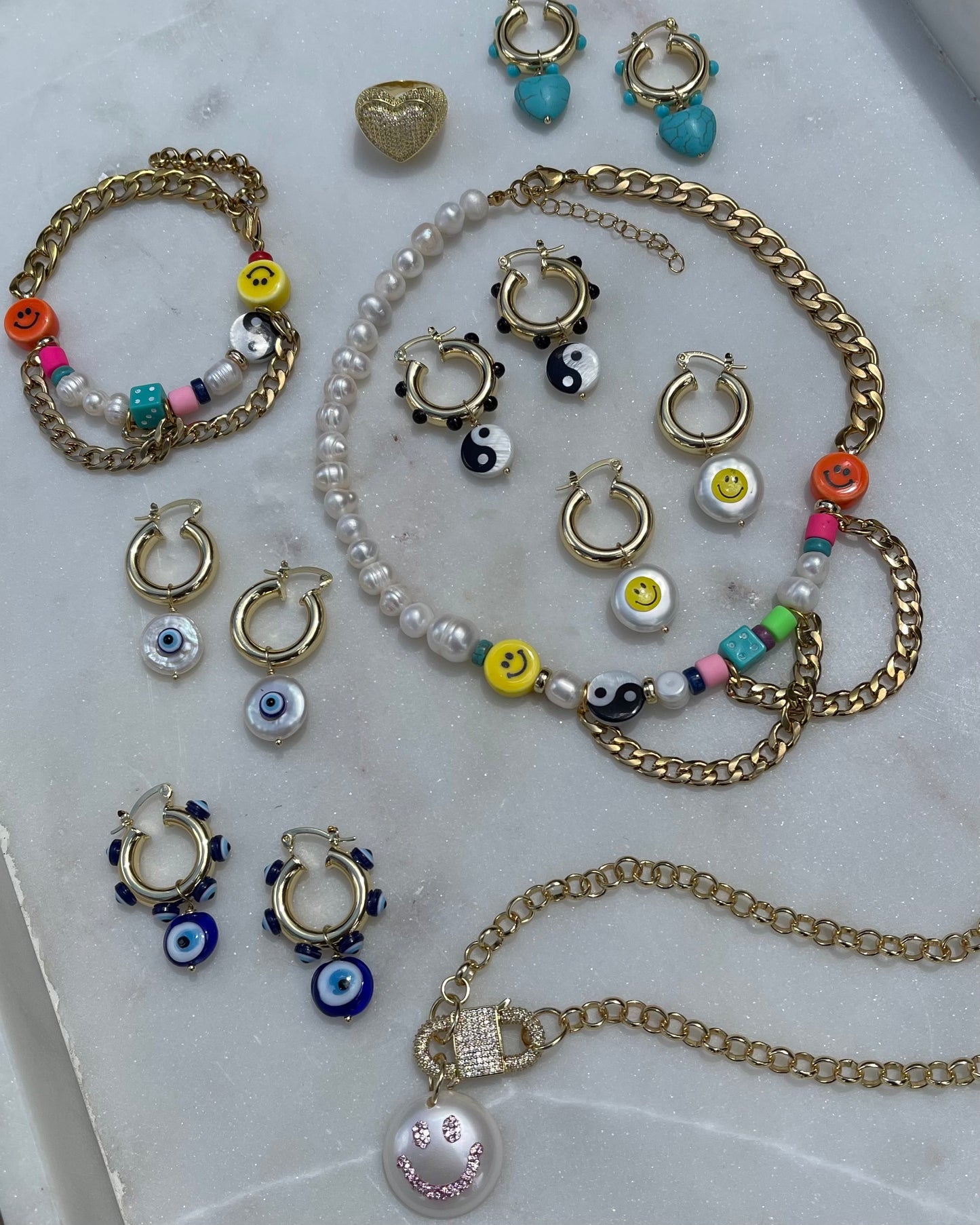 Funky Chains & Pearls Bracelet