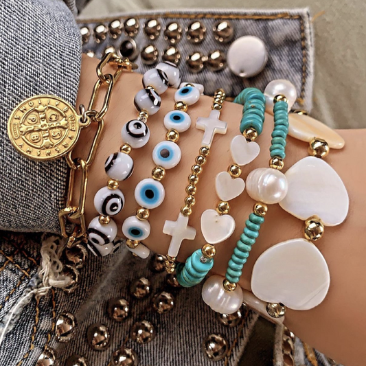 Mother Of Pearl Cross Bracelet