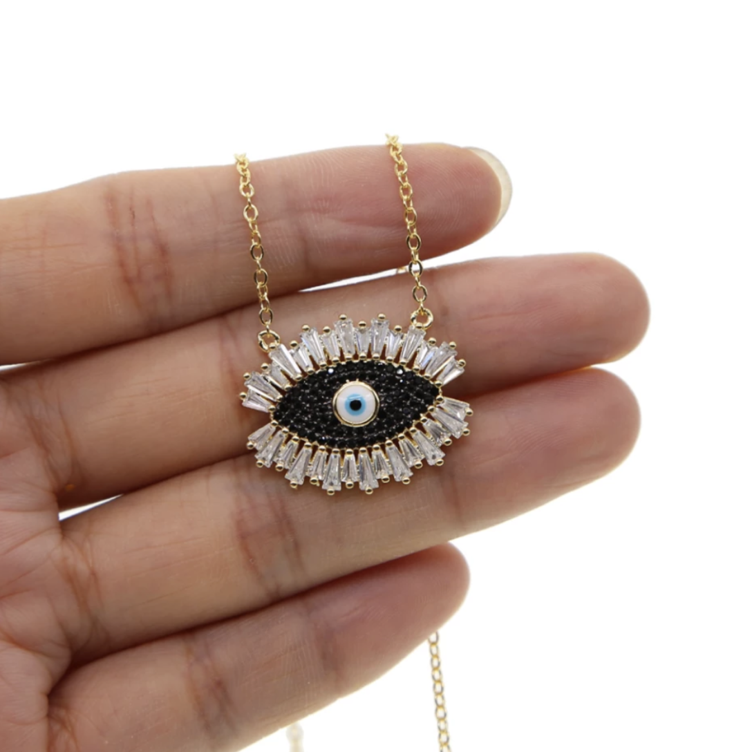 Black Sparkly Eye Necklace