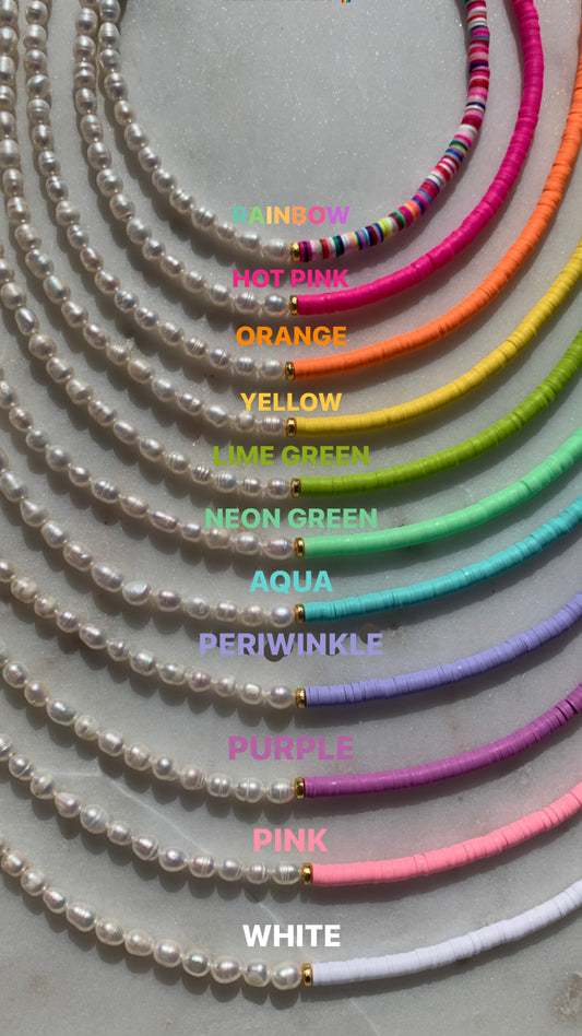 Half Pearl Half Color Necklace