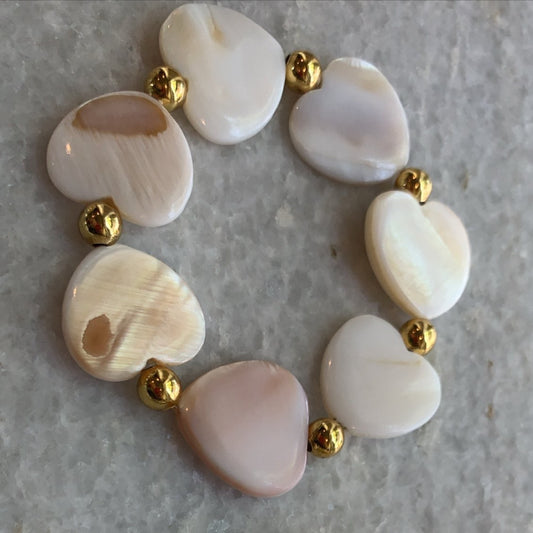 Mother of Pearl Big Hearts Bracelet