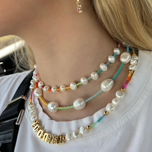 Rainbow & Pearl 3 Necklace Set