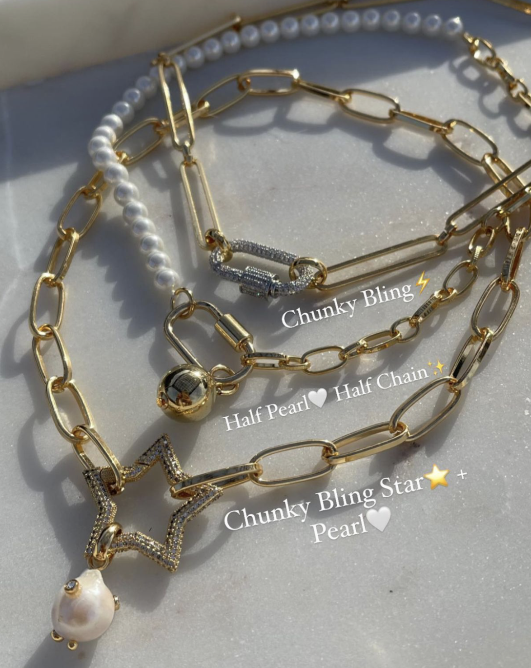 Chunky Bling Star + Pearl (1 Necklace)