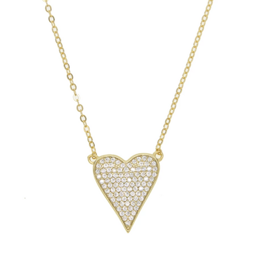 Gold Pave Heart Necklace