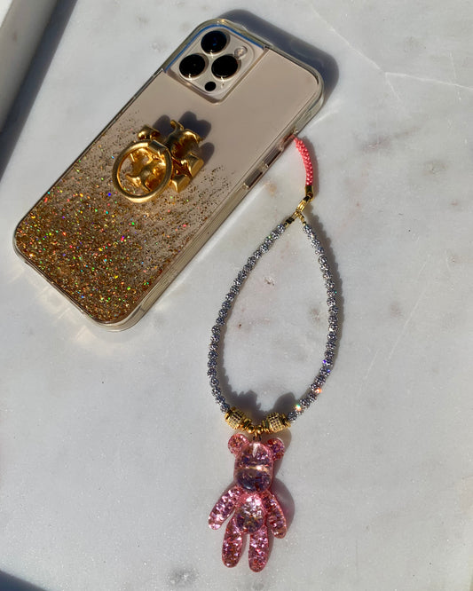 Diamond Phone Charm with Sparkly Bear