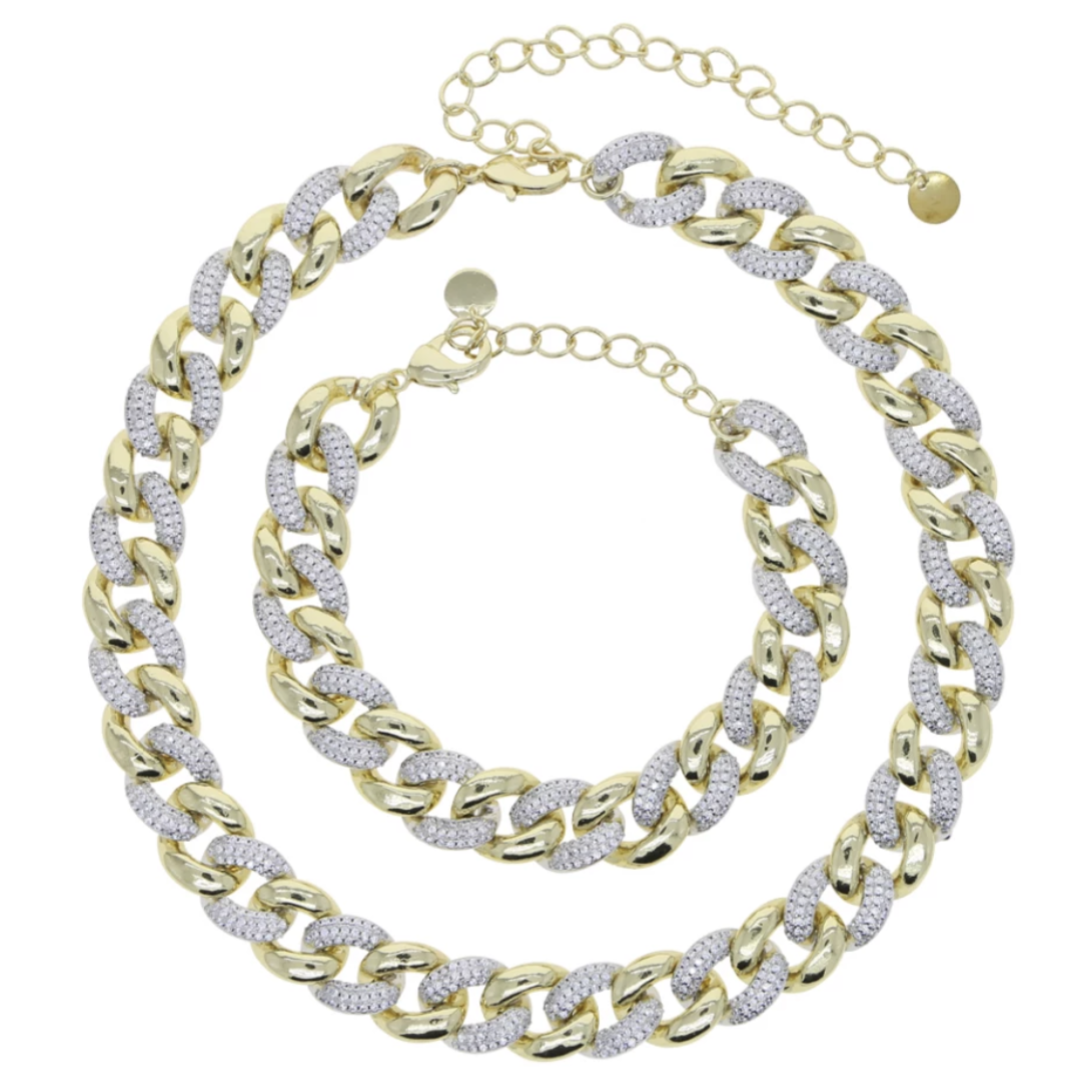 Diamond Cuban Chain Necklace & Bracelet