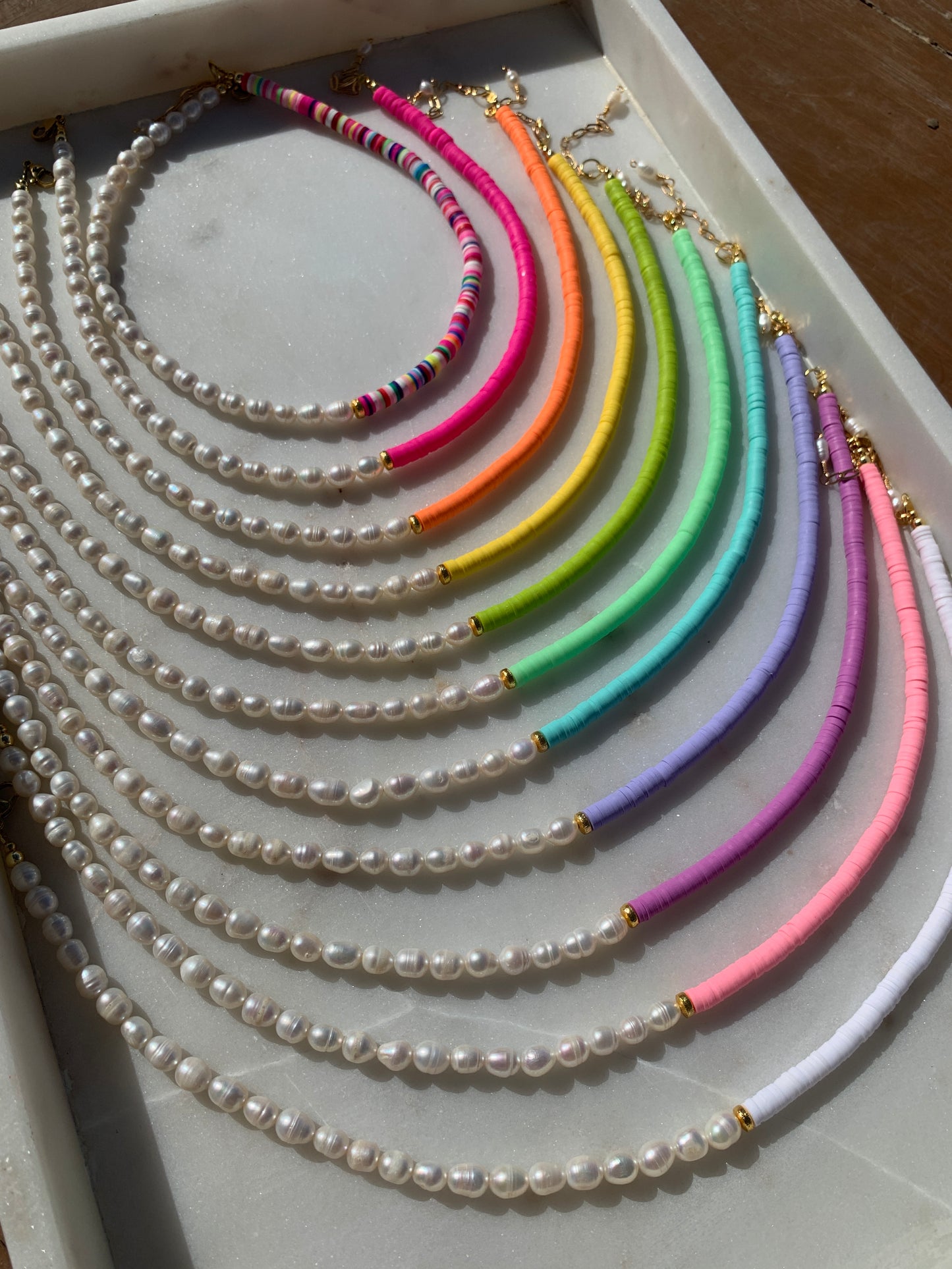 Half Pearl Half Color Necklace