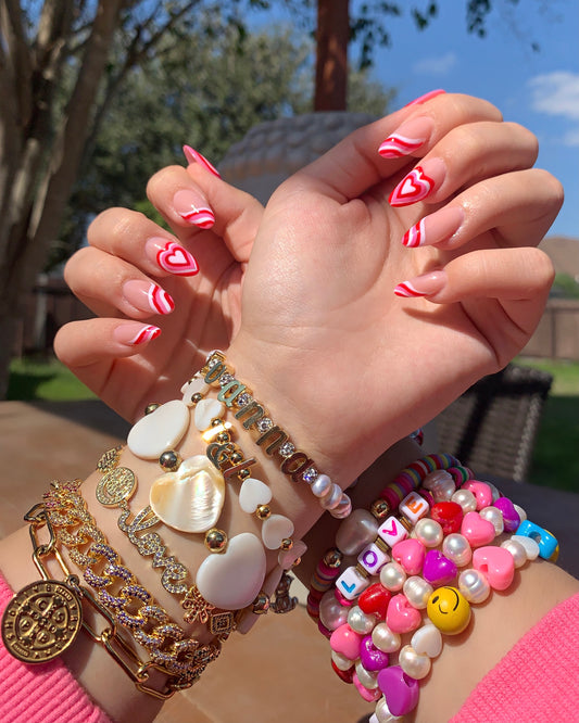 Mother of Pearl Big Hearts Bracelet