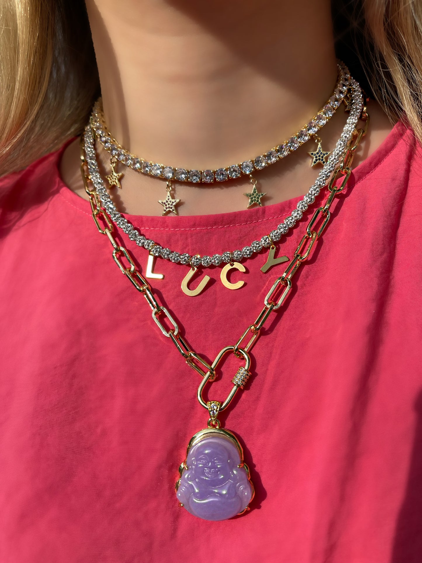 Lilac Buddha Chain Necklace