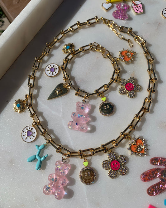 Lucky Charms Chain Bracelet (Pink Bear)