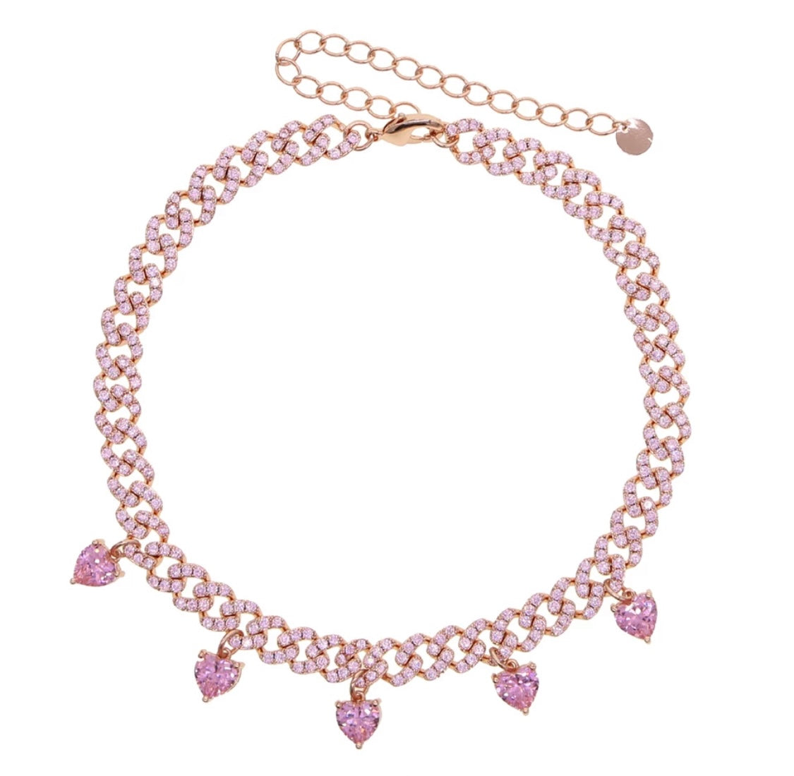 Pink Diamond Hearts Necklace