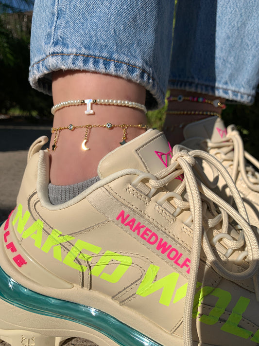 Mother of Pearl Initial Anklet (1pcs)