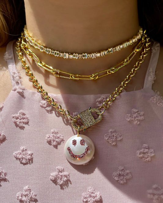 Happy Bling Face Necklace