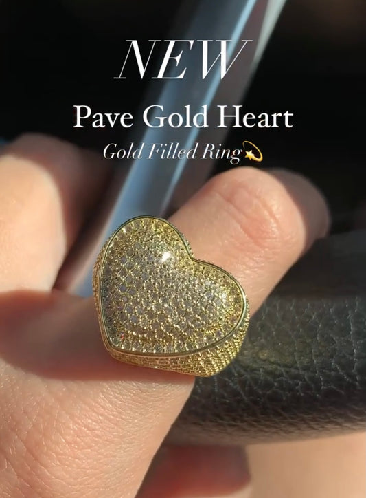 Pave Gold Heart Ring