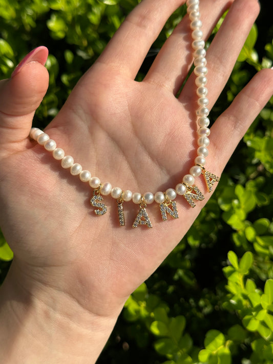 Small Pearls Sparkly Name