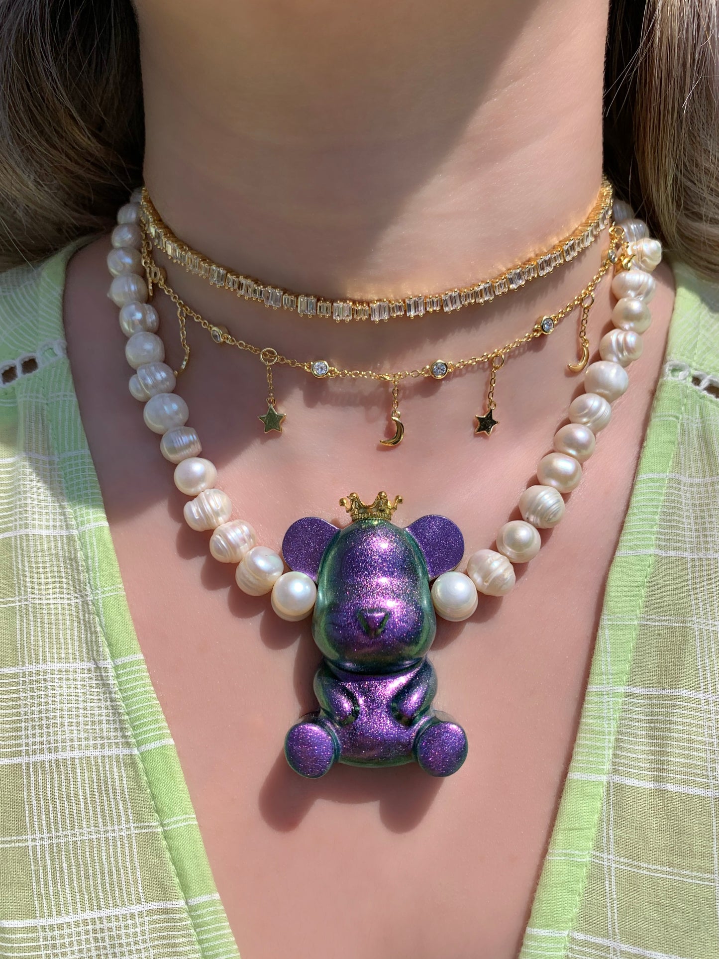 Queen Bear Pearl Necklace