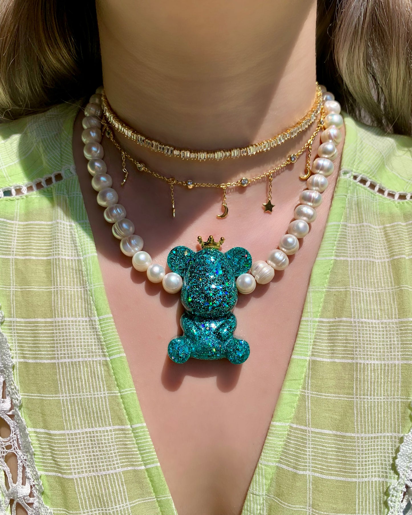 Queen Bear Pearl Necklace