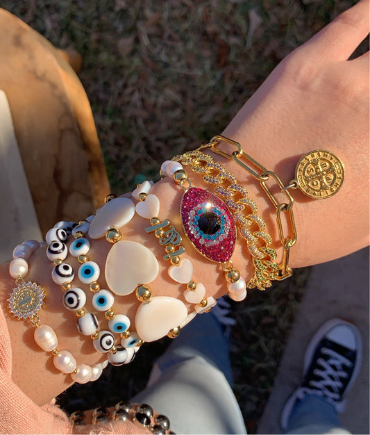 Pink Sparkly Eye Bracelet (1pcs)